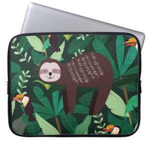 Tropical Sloth: Cartoon Seamless Pattern Laptop Sleeve
