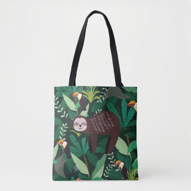 Tropical Sloth: Cartoon Seamless Pattern Tote Bag (Front)