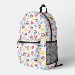 Tropical Sloth & Leaves Pattern Printed Backpack
