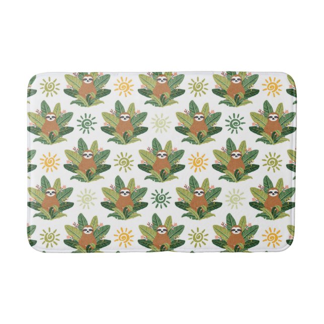 Tropical Sloth Pattern Bath Mat (Front)