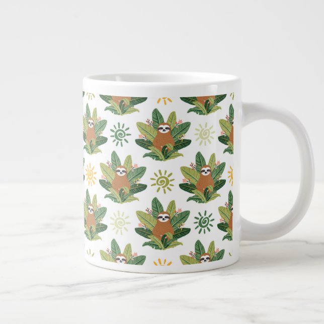 Tropical Sloth Pattern Large Coffee Mug (Right)