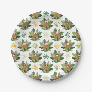 Tropical Sloth Pattern Paper Plate