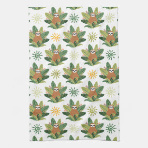 Tropical Sloth Pattern Tea Towel