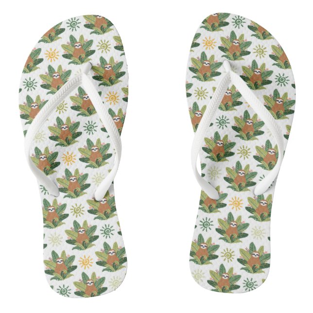 Tropical Sloth Pattern Thongs (Footbed)