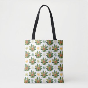 Tropical Sloth Pattern Tote Bag
