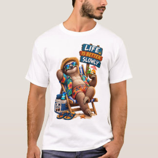 Tropical Sloth Vacation T-Shirt