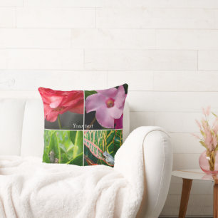 Tropical small tree frogs in flowers and leaves cushion