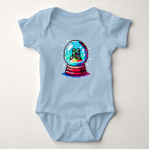 Tropical Snow Globe Unique Pixel Art Beach Winter Baby Bodysuit