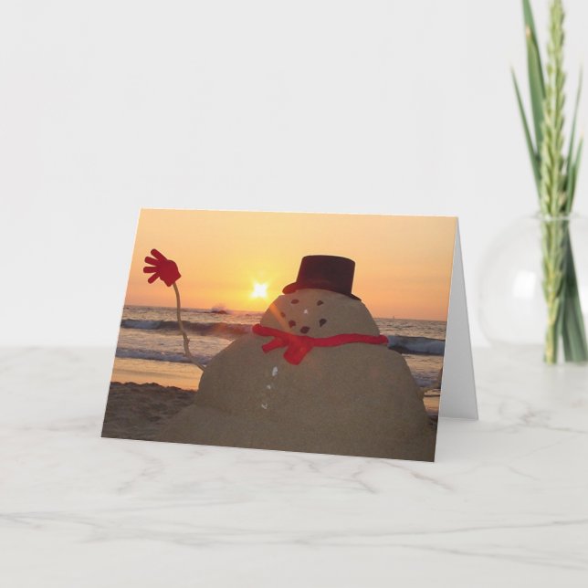 Tropical Snowman Holiday Card (Front)