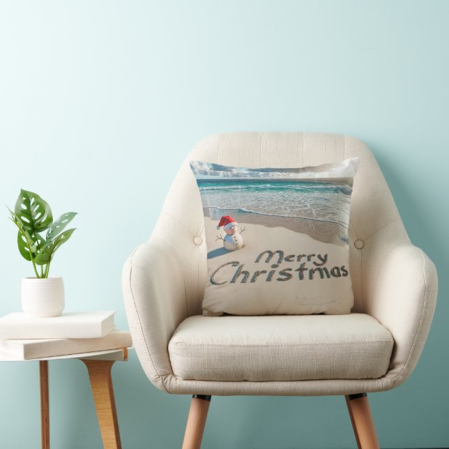 Tropical Snowman On a Beach Cushion (Chair)