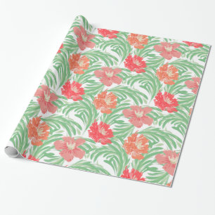 Tropical Soiree Watercolor Botanical Pattern Wrapping Paper