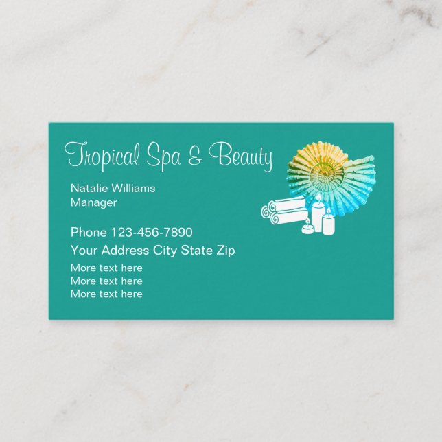 Tropical Spa And Beauty Theme Business Card (Front)