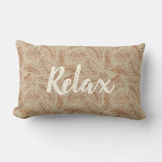 Tropical Spa Coordinates- Palm Leaves Reversible Lumbar Cushion (Front)
