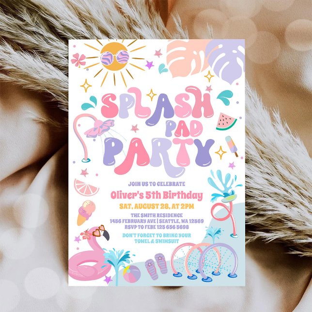 Tropical Splash Pad Summer Birthday Party Invitation (Creator Uploaded)