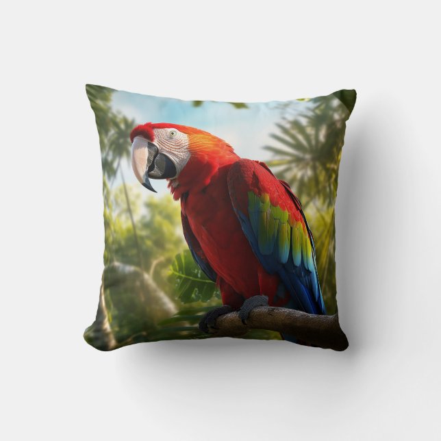Tropical Splendour Macaw  Cushion (Front)