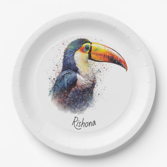 Tropical Splendour Toucan, custom Paper Plate (Front)