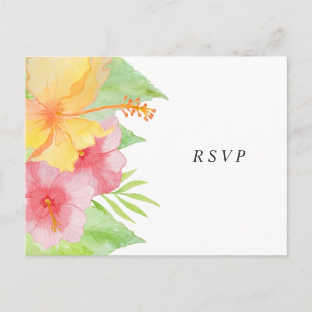 Tropical Splendour wedding rsvp + entrees Invitation Postcard (Front)