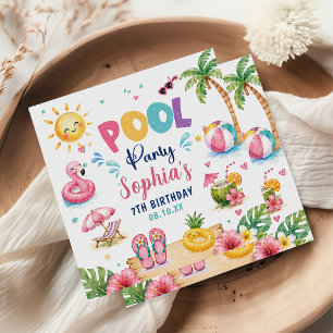 Tropical Splish Splash Pool Party Birthday Napkin