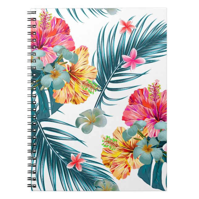 Tropical Spring Bloom: Exotic Floral Wallpaper Notebook (Front)
