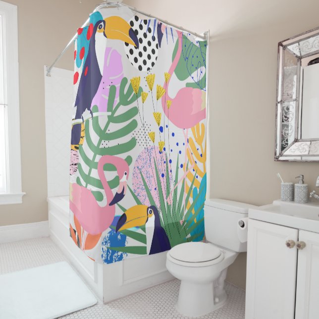 Tropical Spring Shower Curtain (In Situ)