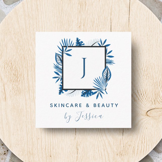 Tropical Square Frame Skincare Aesthetics Beauty   Square Business Card (Creator Uploaded)