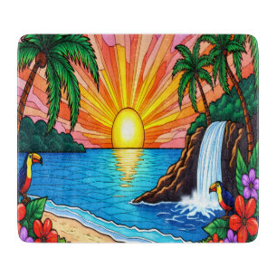 Tropical Stained Glass Inspired Cutting Board