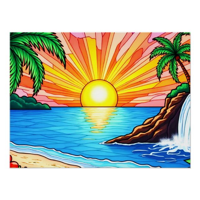 Tropical Stained Glass Inspired Poster (Front)
