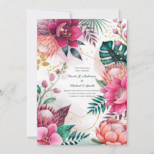 Tropical Stardust Garden Floral Paradise Wedding  Invitation