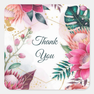Tropical Stardust Garden Floral Paradise Wedding  Square Sticker