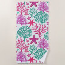 Tropical starfish and coral pattern