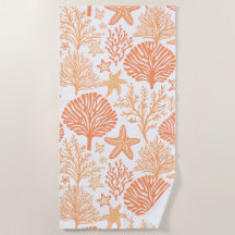 Tropical starfish and coral pattern