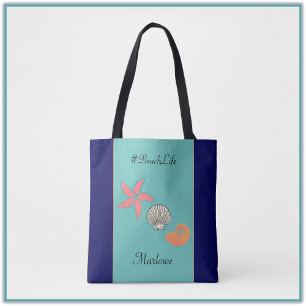 Tropical Starfish and Seashells Ocean Beach Life Tote Bag