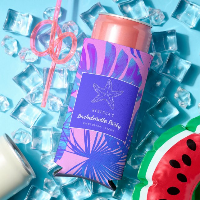 Tropical Starfish Beach Bachelorette Party  Seltzer Can Cooler (In Situ Summer)