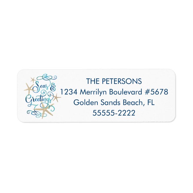 Tropical Starfish Beach SEAsons GREETINGS Return Address Label (Front)