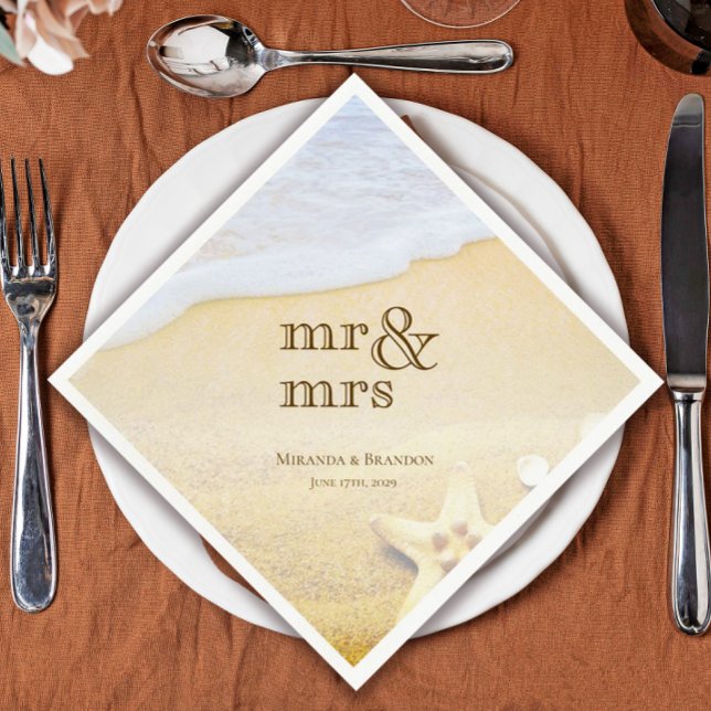 Tropical Starfish Beach Wedding Napkin (Creator Uploaded)