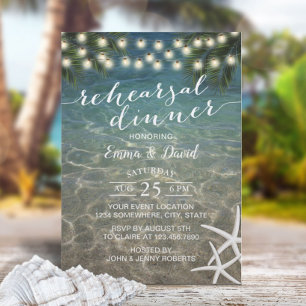 Tropical Starfish Beach Wedding Rehearsal Invitation