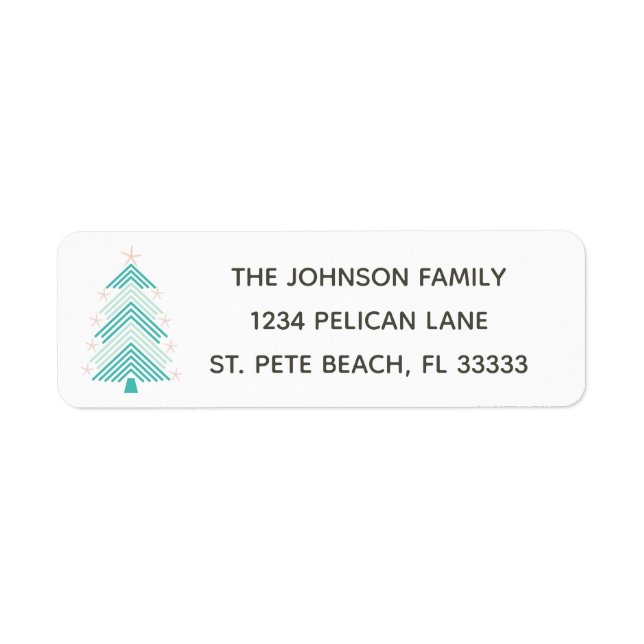 Tropical Starfish Christmas Tree Return Address Label (Front)