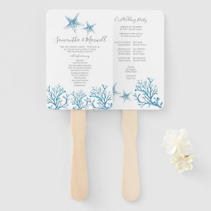 Tropical Starfish Coral Wedding Program Fan