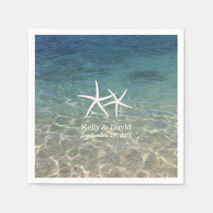 Tropical Starfish Custom Name Beach Wedding Napkin