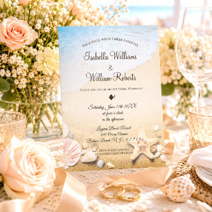 Tropical Starfish Destination Beach Wedding Invitation