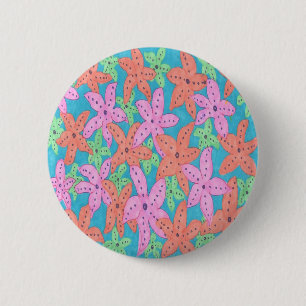 Tropical Starfish Pattern 6 Cm Round Badge