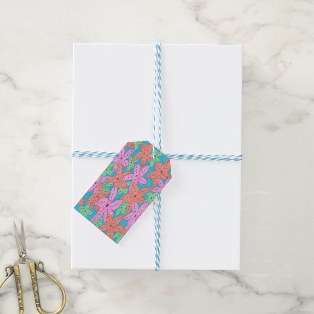 Tropical Starfish Pattern Gift Tags (With Twine)