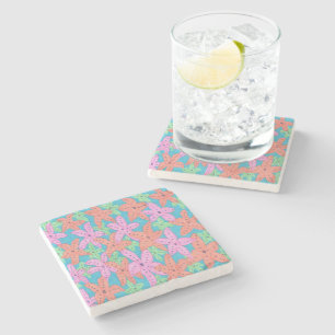 Tropical Starfish Pattern Stone Coaster