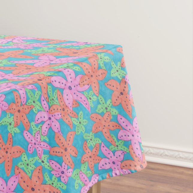 Tropical Starfish Pattern Tablecloth (In Situ)