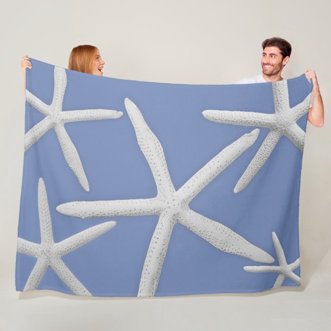 Tropical Starfish Sea Life Sea Blue Beach Fleece Blanket (In Situ)