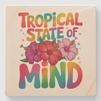 Tropical State of Mind Summer Beach Graphic Stone Coaster