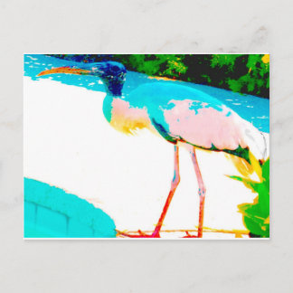 Tropical stork graphic theme postcard