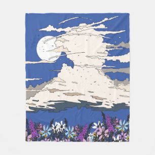 Tropical Storm and Flowers Fleece Blanket