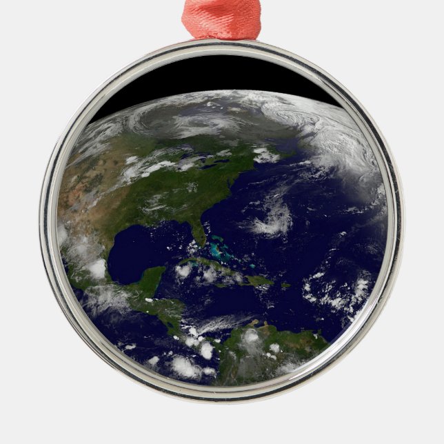 Tropical Storms On Planet Earth. Metal Ornament (Front)