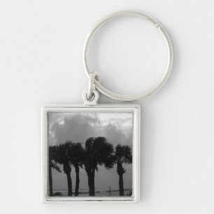 Tropical Stormy Skies Grayscale Key Ring